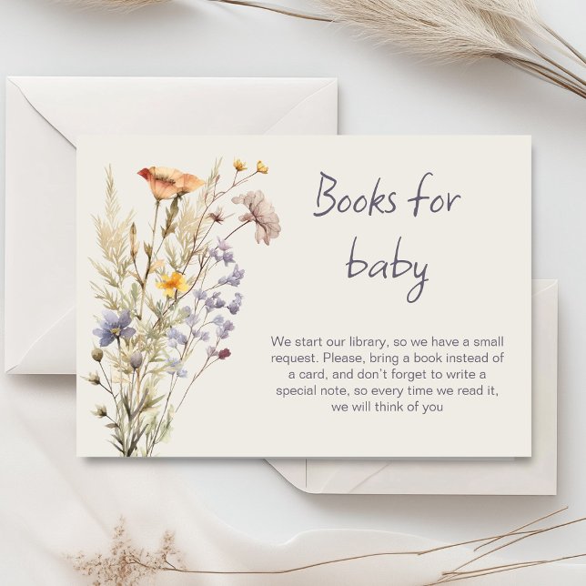 A little wildflower girl baby shower card (Little wildflower baby shower invitation rustic boho watercolor botanical meadow, baby in bloom)