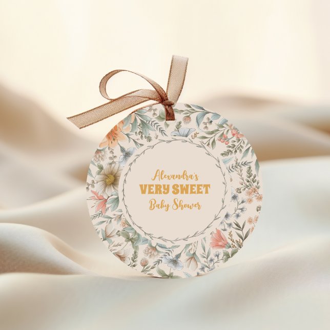 A Little Wildflower Girl Baby Shower Classic Round Sticker (Creator Uploaded)