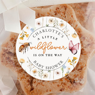 A Little Wildflower Girl Baby Shower Classic Round Sticker