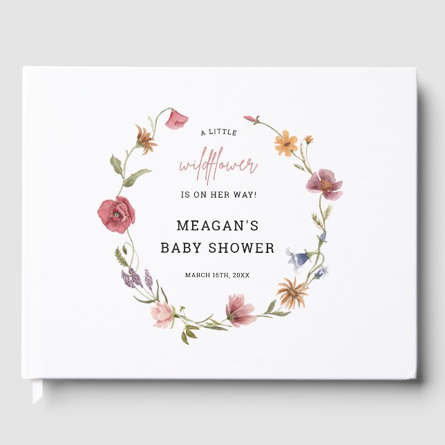 A Little Wildflower Girl Baby Shower Guestbook (Front)