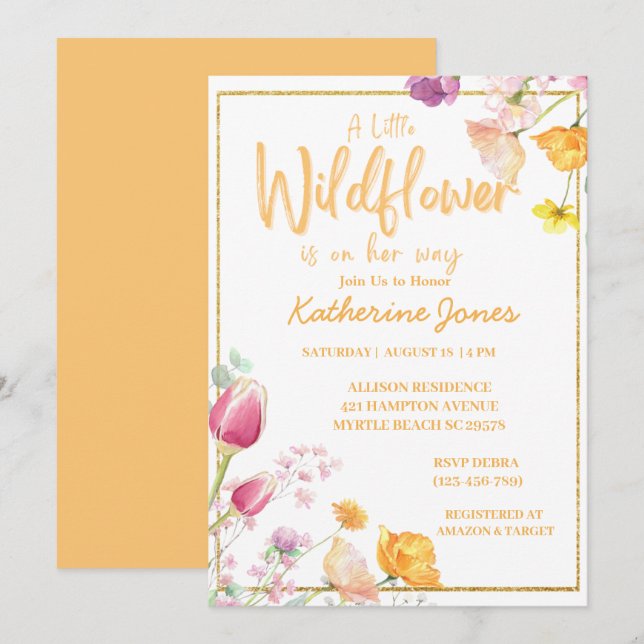 A Little Wildflower Girl Baby Shower Invitation (Front/Back)