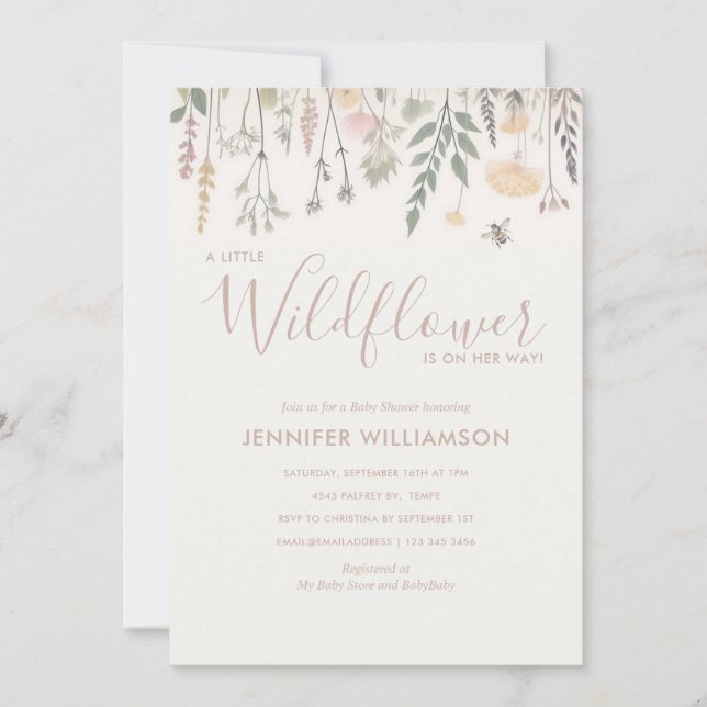 A Little Wildflower Girl Baby Shower  Invitation (Front)