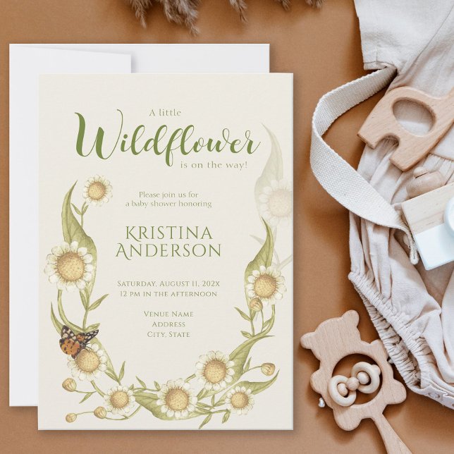 A Little Wildflower Girl Baby Shower Invitation (Creator Uploaded)
