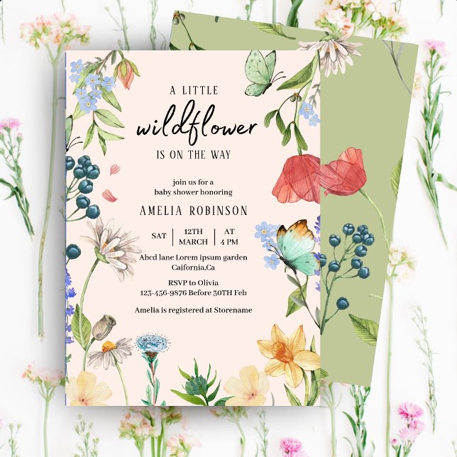A Little Wildflower Girl Baby Shower Invitation (Creator Uploaded)