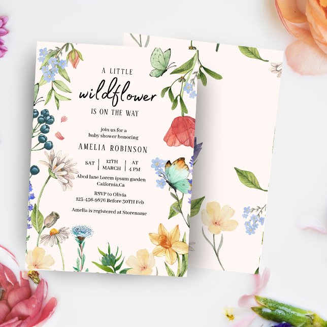 A Little Wildflower Girl Baby Shower Invitation (Creator Uploaded)