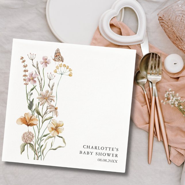 A Little Wildflower Girl Baby Shower Napkin (Creator Uploaded)