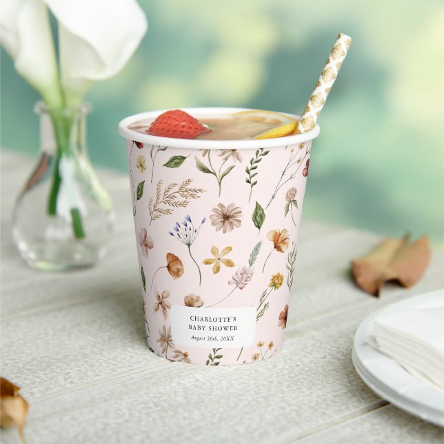 A Little Wildflower Girl Baby Shower Paper Cups (Insitu)