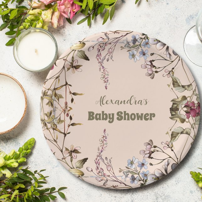 A Little Wildflower Girl Baby Shower Paper Plate (Creator Uploaded)