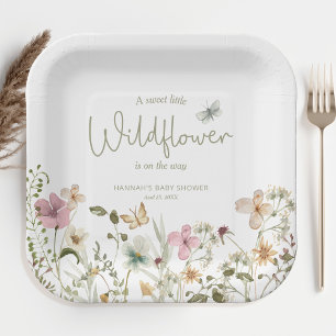 A Little Wildflower Girl Baby Shower Paper Plate