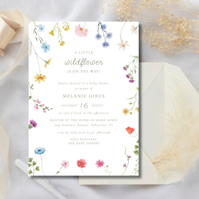 A Little Wildflower Girl Boho Baby Shower Invitation (A Little Wildflower Girl Boho Baby Shower Invitation)