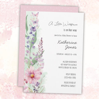 A Little Wildflower Girl Elegant Baby Shower Invitation