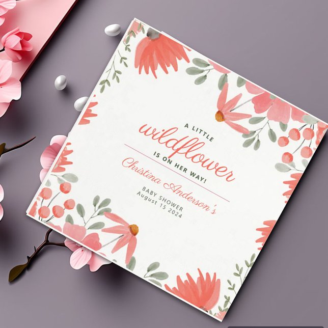 A Little Wildflower Girl Peach Baby Shower Napkin (Creator Uploaded)