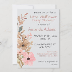 A Little Wildflower Girl Pink Baby Shower Invitation