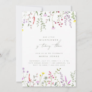 A Little Wildflower Girls Floral Birthday Party  Invitation