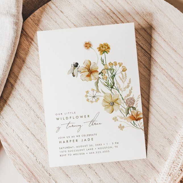 A Little Wildflower Girls Floral Birthday Party Invitation (Creator Uploaded)
