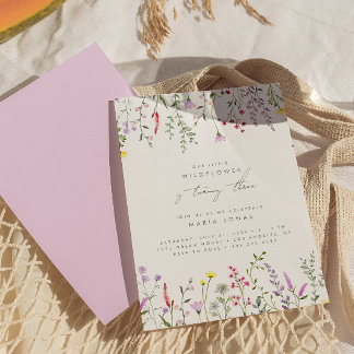 A Little Wildflower Girls Floral Birthday Party  Invitation