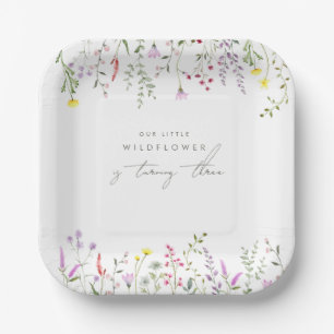 A Little Wildflower Girls Floral Birthday Party  Paper Plate