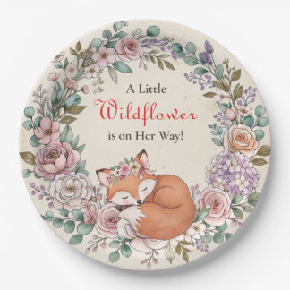 A Little Wildflower is on her Way | Baby Shower Paper Plate
