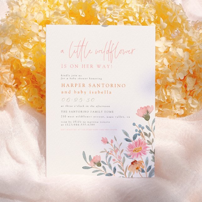 A Little Wildflower Is On Her Way Boho Baby Shower Invitation (Creator Uploaded)