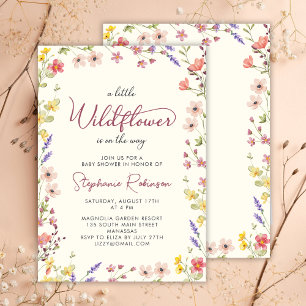 A Little Wildflower Is On Her Way Boho Baby Shower Invitation
