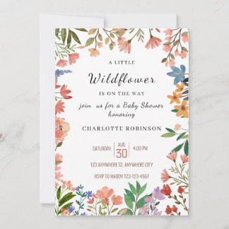 A Little Wildflower Is On The Way Baby Shower Invitation