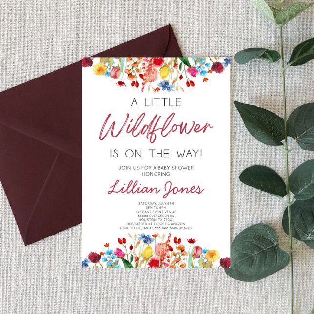 A Little Wildflower Is On The Way Baby Shower Invitation (Creator Uploaded)