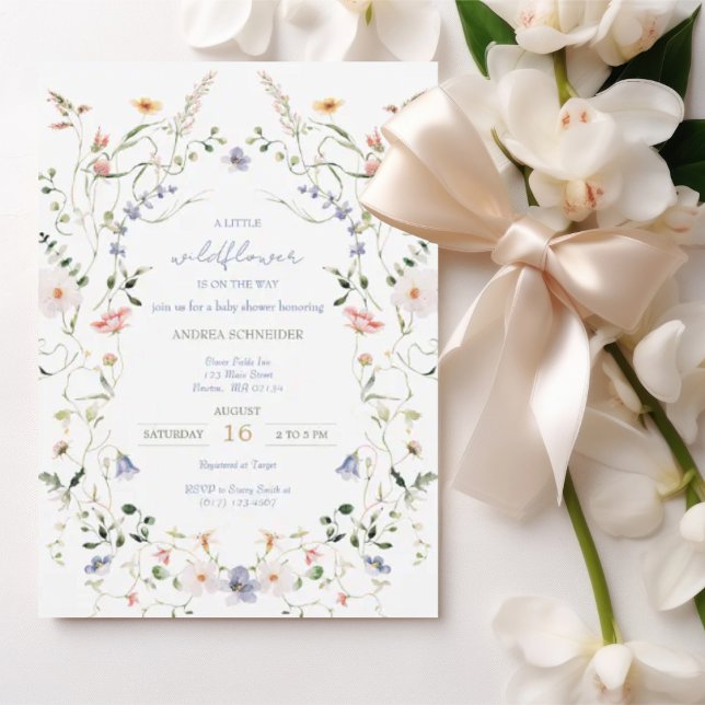 A Little Wildflower Is On The Way Baby Shower Invitation (Creator Uploaded)