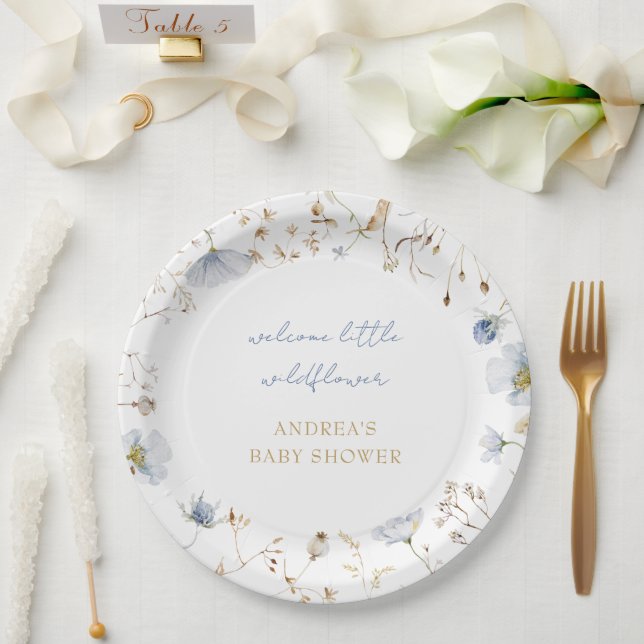 A Little Wildflower Is On The Way Baby Shower  Paper Plate (Wedding)