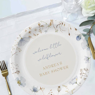 A Little Wildflower Is On The Way Baby Shower  Paper Plate