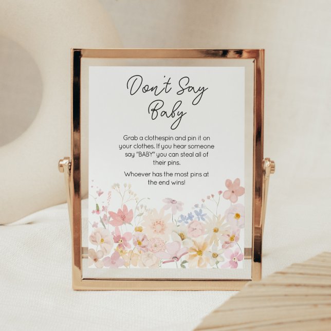 A Little Wildflower Is On The Way Don't Say Baby Poster (Floral Little Wildflower Is On The Way Baby Shower Don't Say Baby Sign)