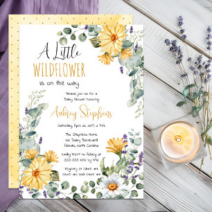 A Little Wildflower Is On The Way Girl Baby Shower Invitation