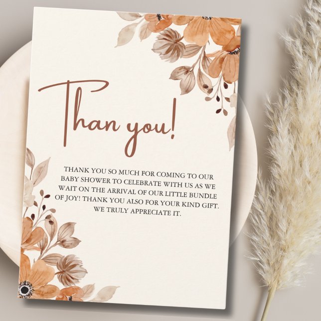 A Little Wildflower is on The Way Girl Baby Shower Thank You Card (Creator Uploaded)