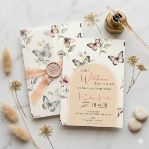 A Little Wildflower is One Her Way Boho Butterfly Invitation