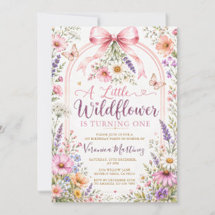 A little Wildflower is turning one Girl Birthday Invitation