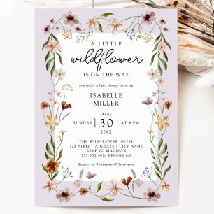 A Little Wildflower Lilac Girl Baby Shower Invitation