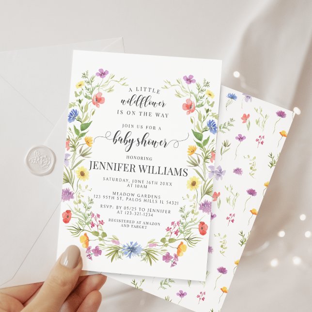 A little wildflower meadow flower baby girl shower invitation (Creator Uploaded)