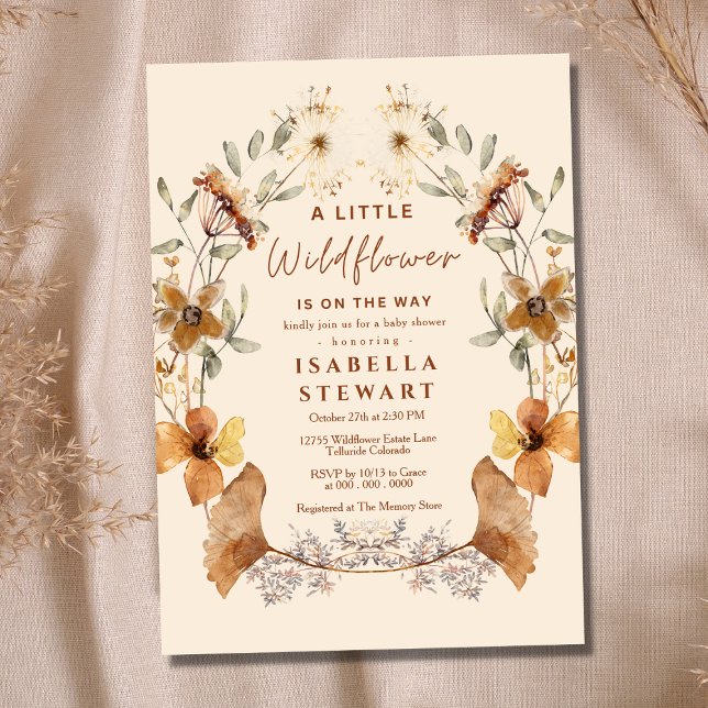 A Little Wildflower Modern Boho Baby Shower Invitation (Creator Uploaded)