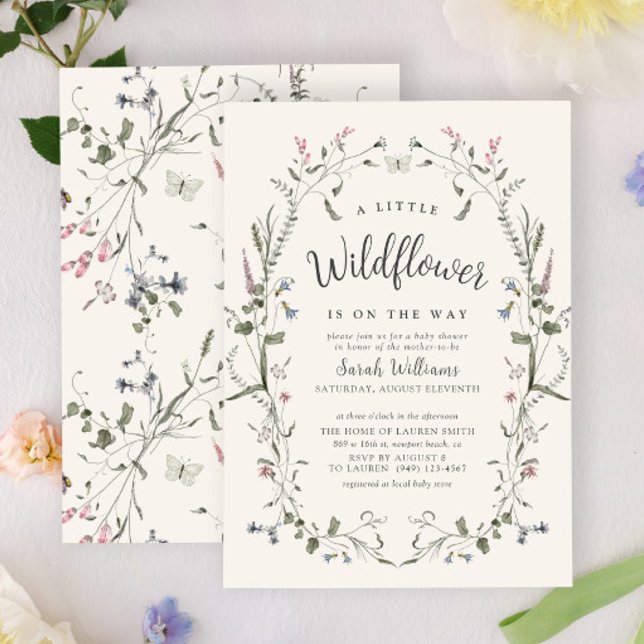 A Little Wildflower Nature Floral Girl Baby Shower Invitation (Baby Shower Invitation)