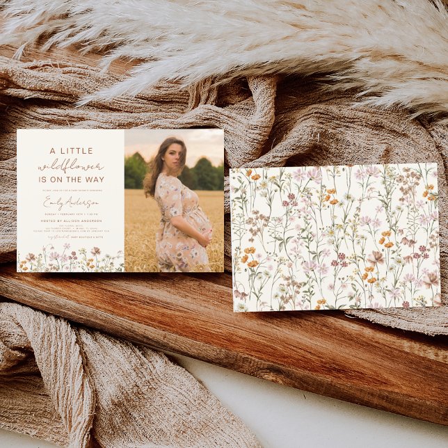 A Little Wildflower  Photo Baby Shower Garden Invitation (Creator Uploaded)