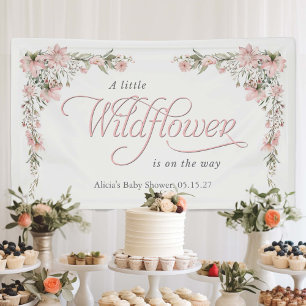 A little wildflower pink Baby Girl Shower Banner