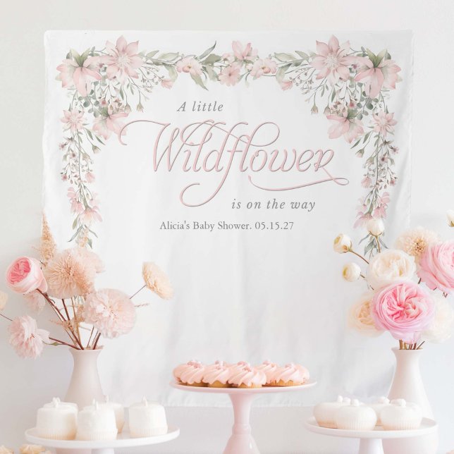 A little wildflower pink Baby Girl Shower Tapestry (Creator Uploaded)
