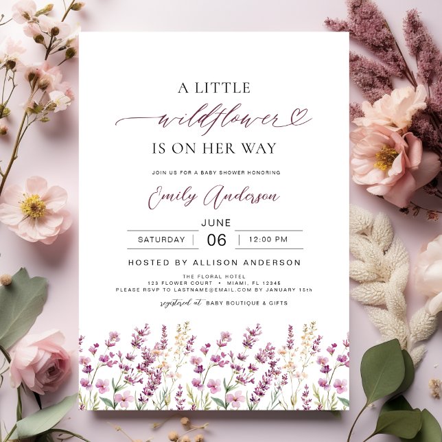A Little Wildflower Purple Lavender Baby Shower Invitation (Creator Uploaded)