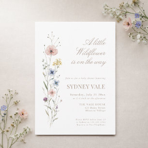A Little Wildflower Simple Floral Baby Shower Invitation