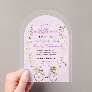 A Little Wildflower Spring Baby Shower  Acrylic Invitations