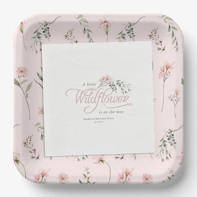 A little wildflower themed pink baby girl shower napkin (Creator Uploaded)