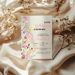 A Little Wildflower Watercolor Baby Shower Invitation