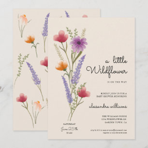 A Little Wildflower Watercolor Baby Shower Invitation