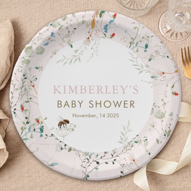 A little Wildflower Wild Flower Baby Shower Paper Plate (Creator Uploaded)