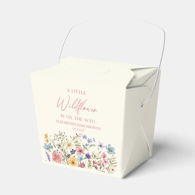 A Little Wildflower Wild Flower Floral Baby Shower Favour Box (Front Side)