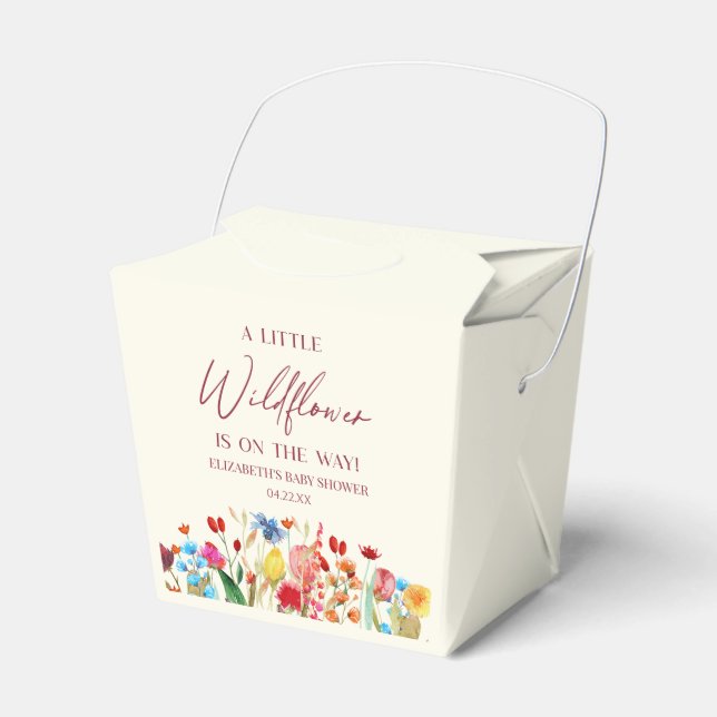 A Little Wildflower Wild Flower Floral Baby Shower Favour Box (Front Side)